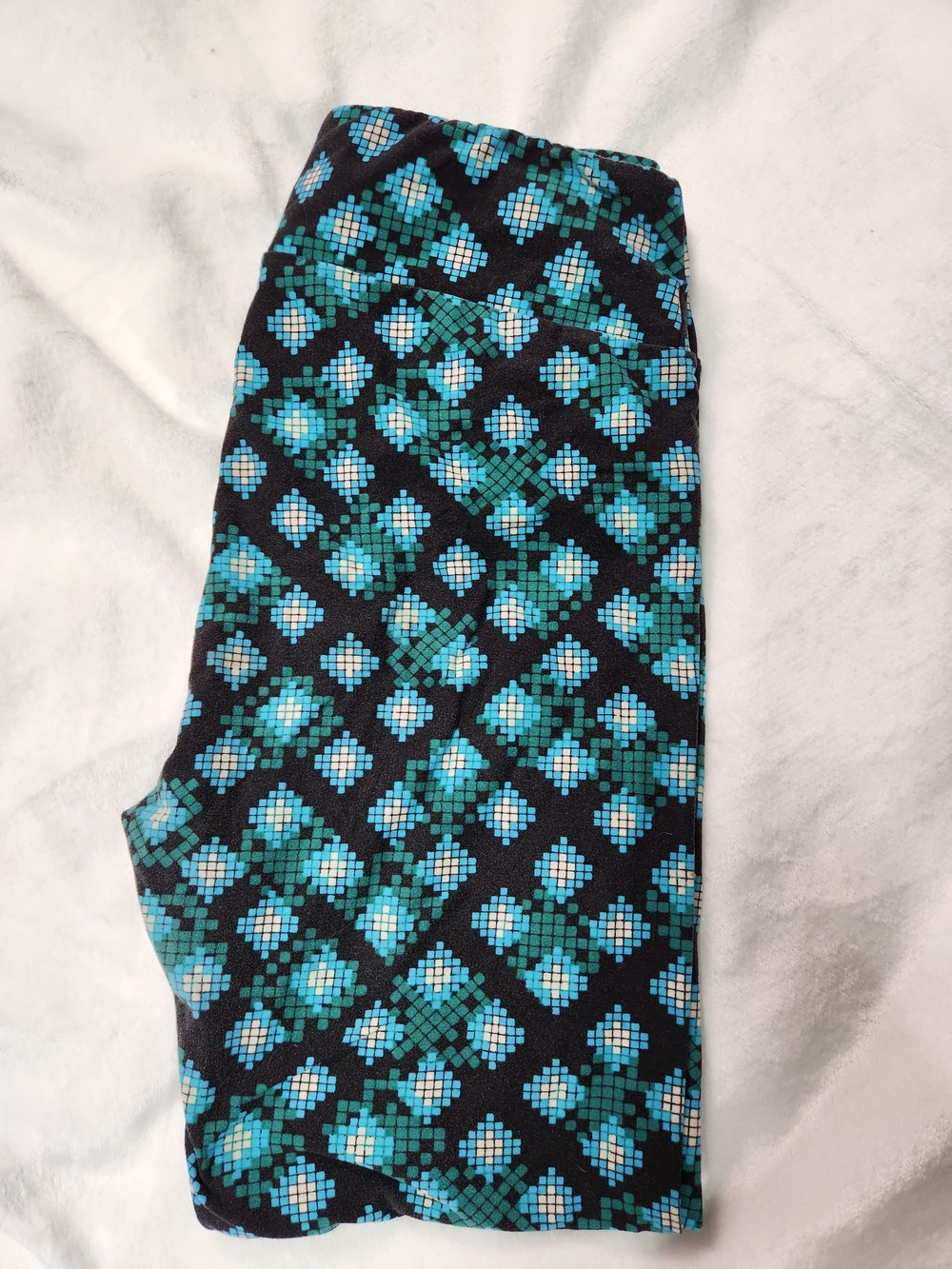 LuLaRoe Teal & Black Geometric TC Leggings